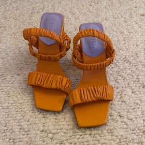 Schutz Women’s Orange Ruched Strap Sandals